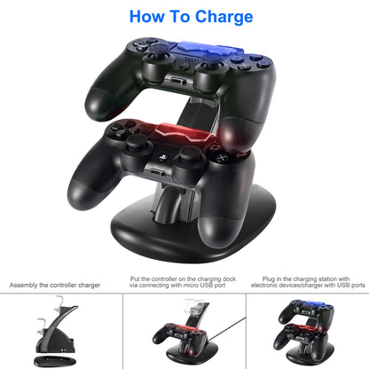 Dual Charging Dock Station for PS4 Controllers with LED Indicator