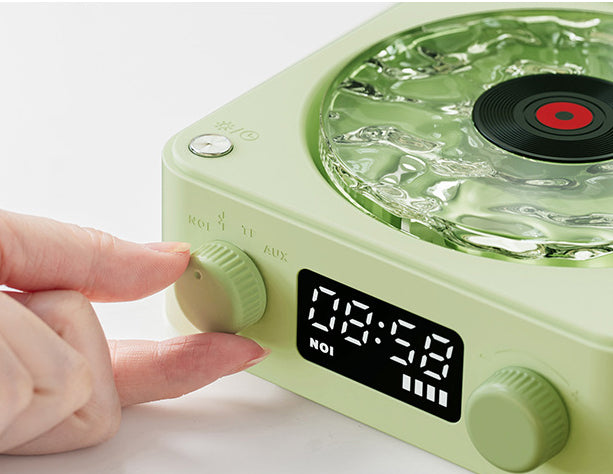 Retro Turntable Speaker with Bluetooth, Stereo Sound & RGB Projection Lamp